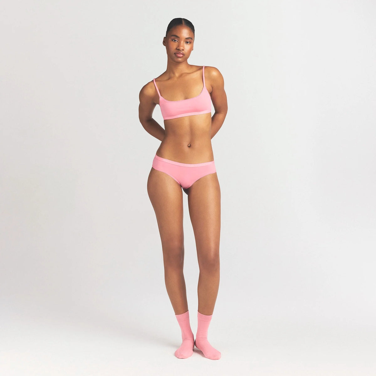 LIGHTWEIGHT COTTON LOGO PICOT HIPSTER | MELON TONAL
