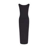SMOOTH LAYERS CUT OUT LONG DRESS | OBSIDIAN