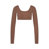WOOL RIB LONG SLEEVE SUPER CROPPED TOP | SIENNA