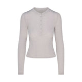 SHEER MODAL CREWNECK HENLEY | HEATHER GREY