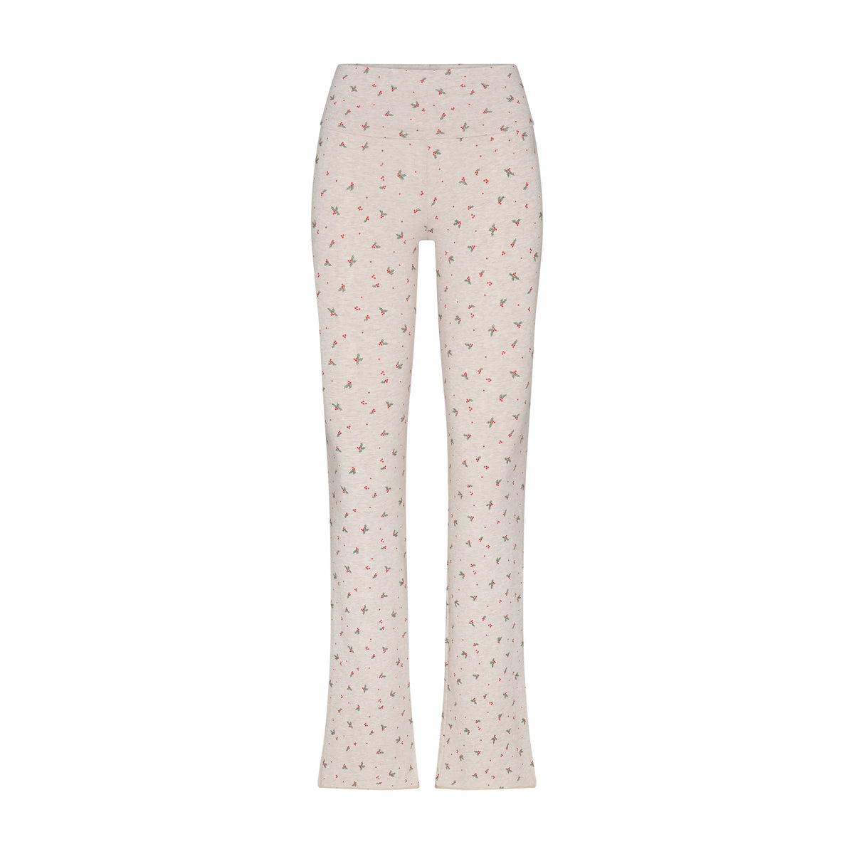 COTTON JERSEY FOLDOVER PANT | OATMEAL HEATHER HOLLY PRINT