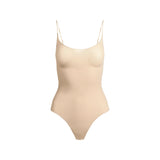 SHEER SEAMLESS THONG BODYSUIT | SAND