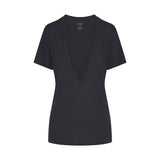 NikeSKIMS PERFORMANCE COTTON BLEND SHORT SLEEVE V-NECK TOP | OBSIDIAN