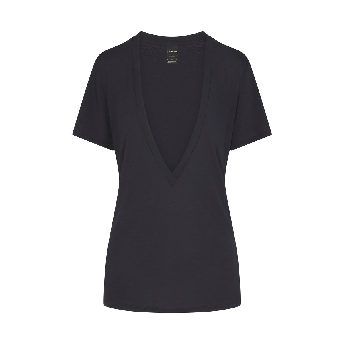 NikeSKIMS PERFORMANCE COTTON BLEND SHORT SLEEVE V-NECK TOP | OBSIDIAN