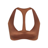 NikeSKIMS SATIN SHINE PLUNGE T-BACK BRA | CAROB BROWN