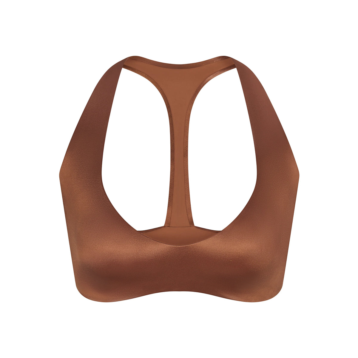 NikeSKIMS SATIN SHINE PLUNGE T-BACK BRA | CAROB BROWN
