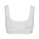 LIGHTWEIGHT COTTON LACE SCOOP BRALETTE | SNOW