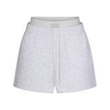 COTTON FLEECE DOUBLE WAISTBAND SHORT | LIGHT HEATHER GREY