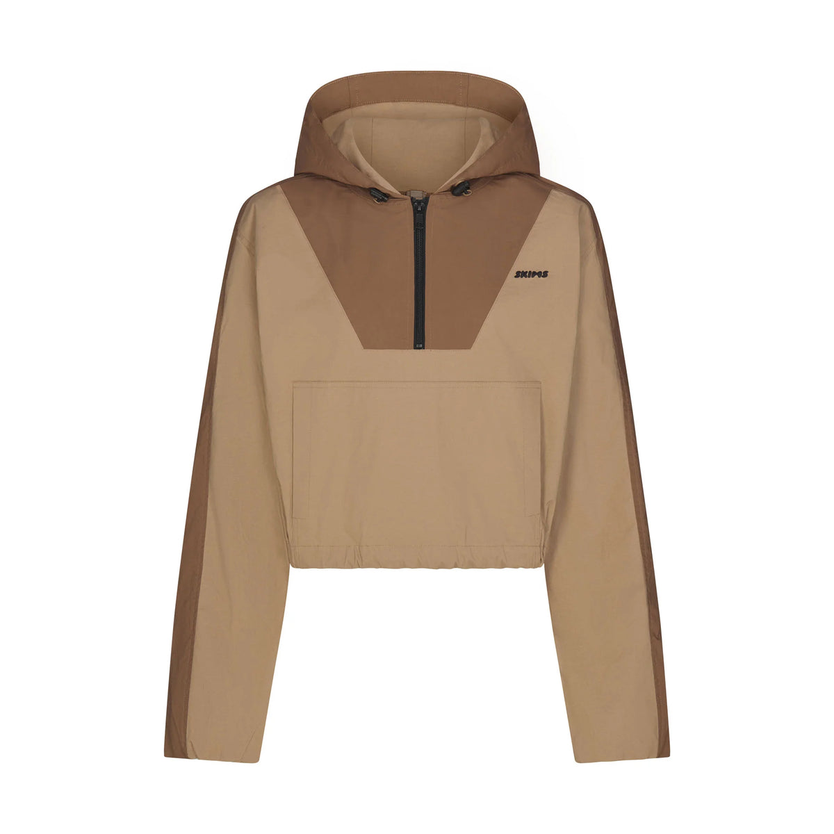 WOVEN COTTON HALF ZIP PULLOVER | DESERT