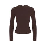 COTTON JERSEY LONG SLEEVE T-SHIRT | ESPRESSO