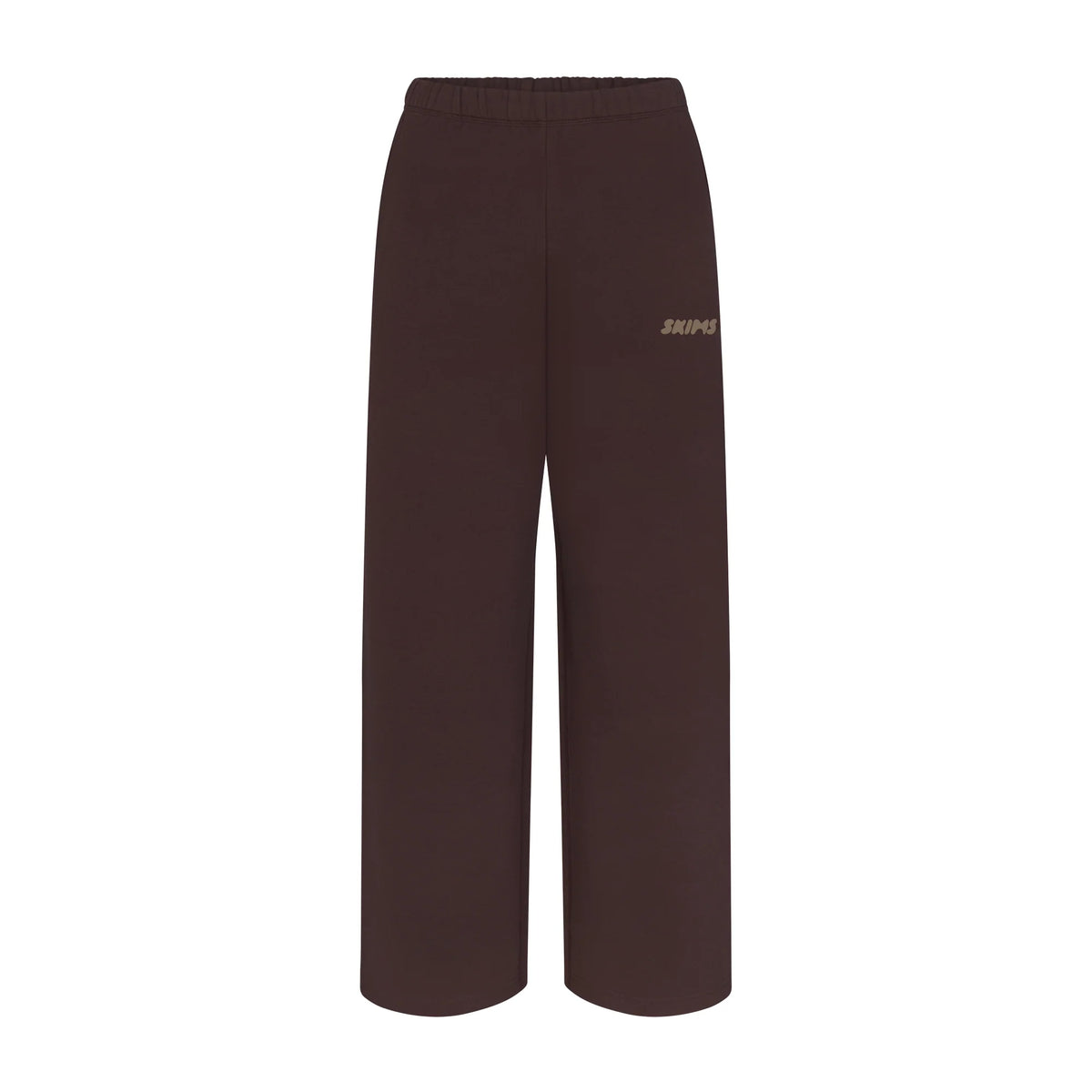 COTTON FLEECE STRAIGHT LEG PANT WITH EMBOSSED LOGO | ESPRESSO