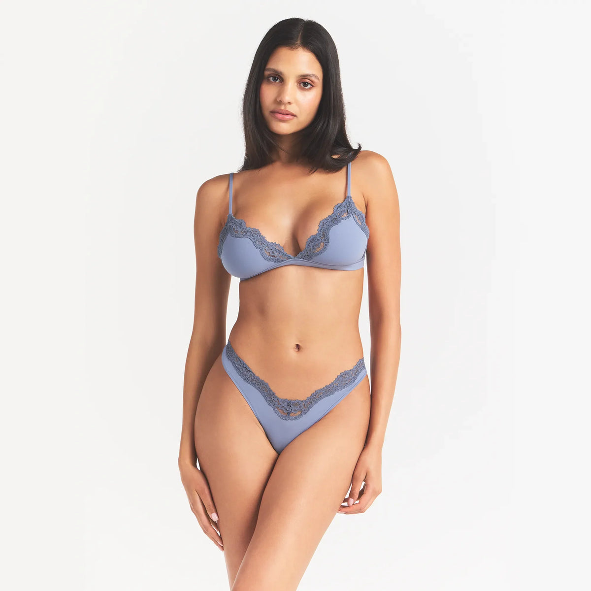 FITS EVERYBODY LACE TRIANGLE BRALETTE | SLATE TONAL