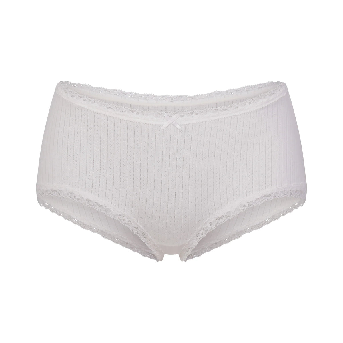 LIGHTWEIGHT COTTON POINTELLE LACE BOY SHORT | SNOW