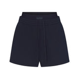 COTTON FLEECE DOUBLE WAISTBAND SHORT | NAVY