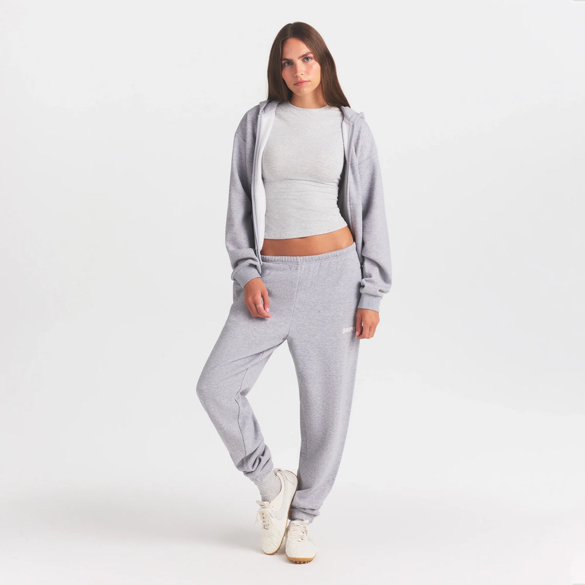 COTTON FLEECE JOGGER WITH EMBOSSED LOGO | HEATHER GREY