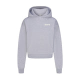 COTTON FLEECE HOODIE WITH EMBOSSED LOGO | HEATHER GREY