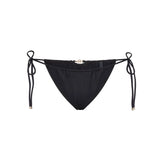 ICONIC SWIM HARDWARE TIE SIDE BIKINI BOTTOM | OBSIDIAN