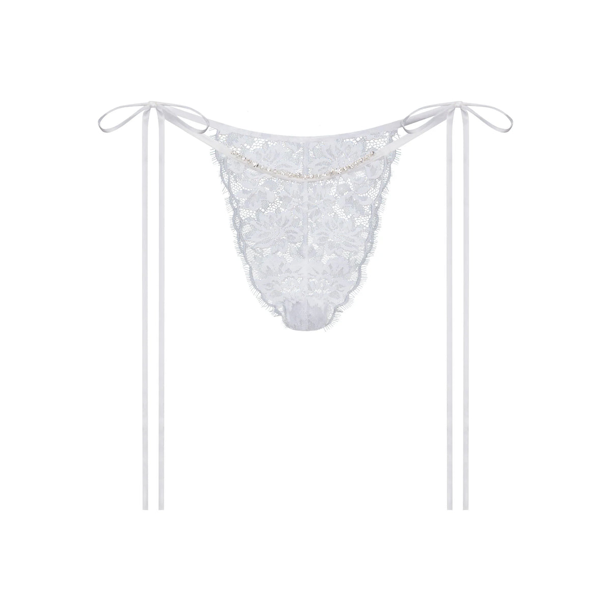 SKIMS LACE TIE SIDE TANGA | SNOW