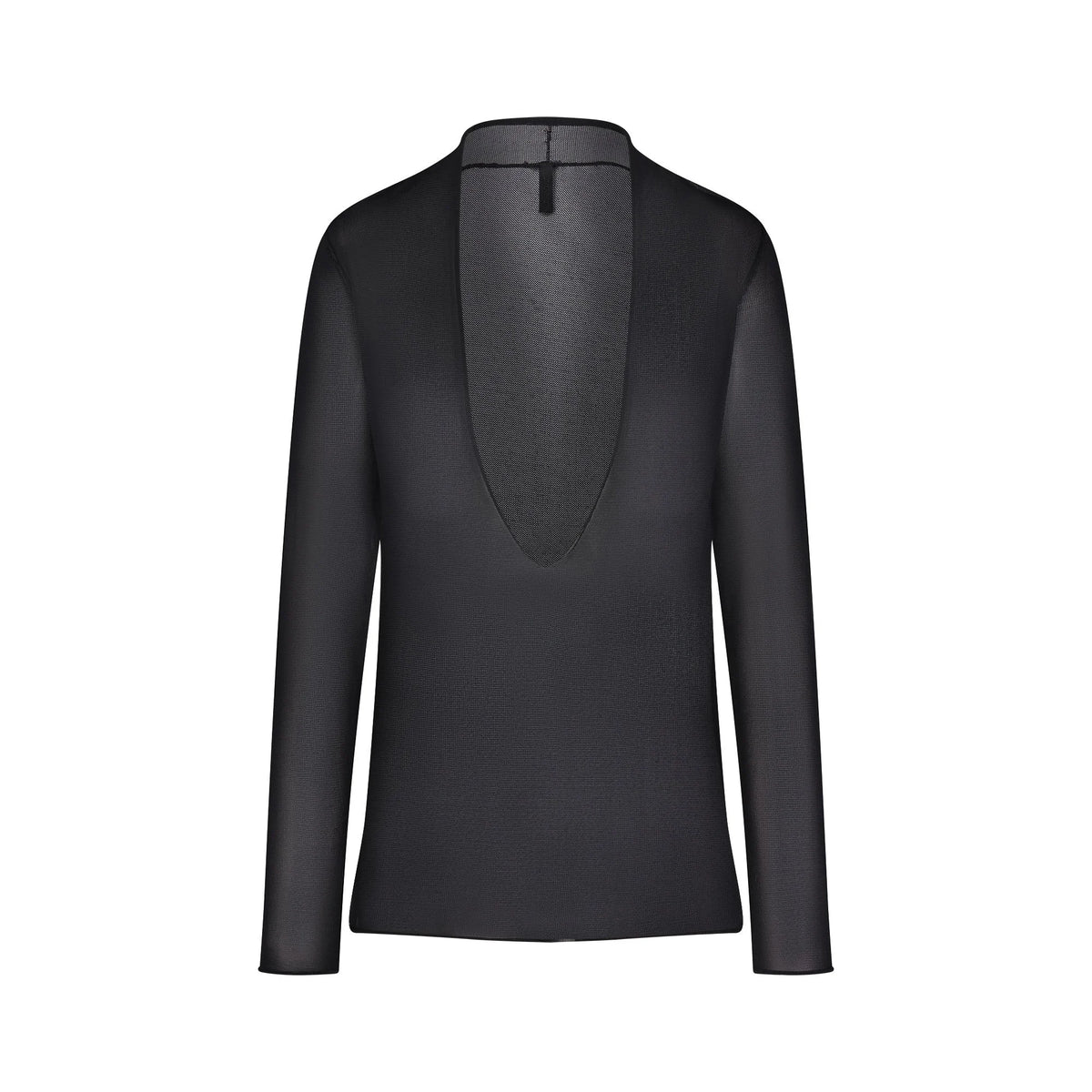 SLINKY KNIT DEEP PLUNGE TOP | OBSIDIAN