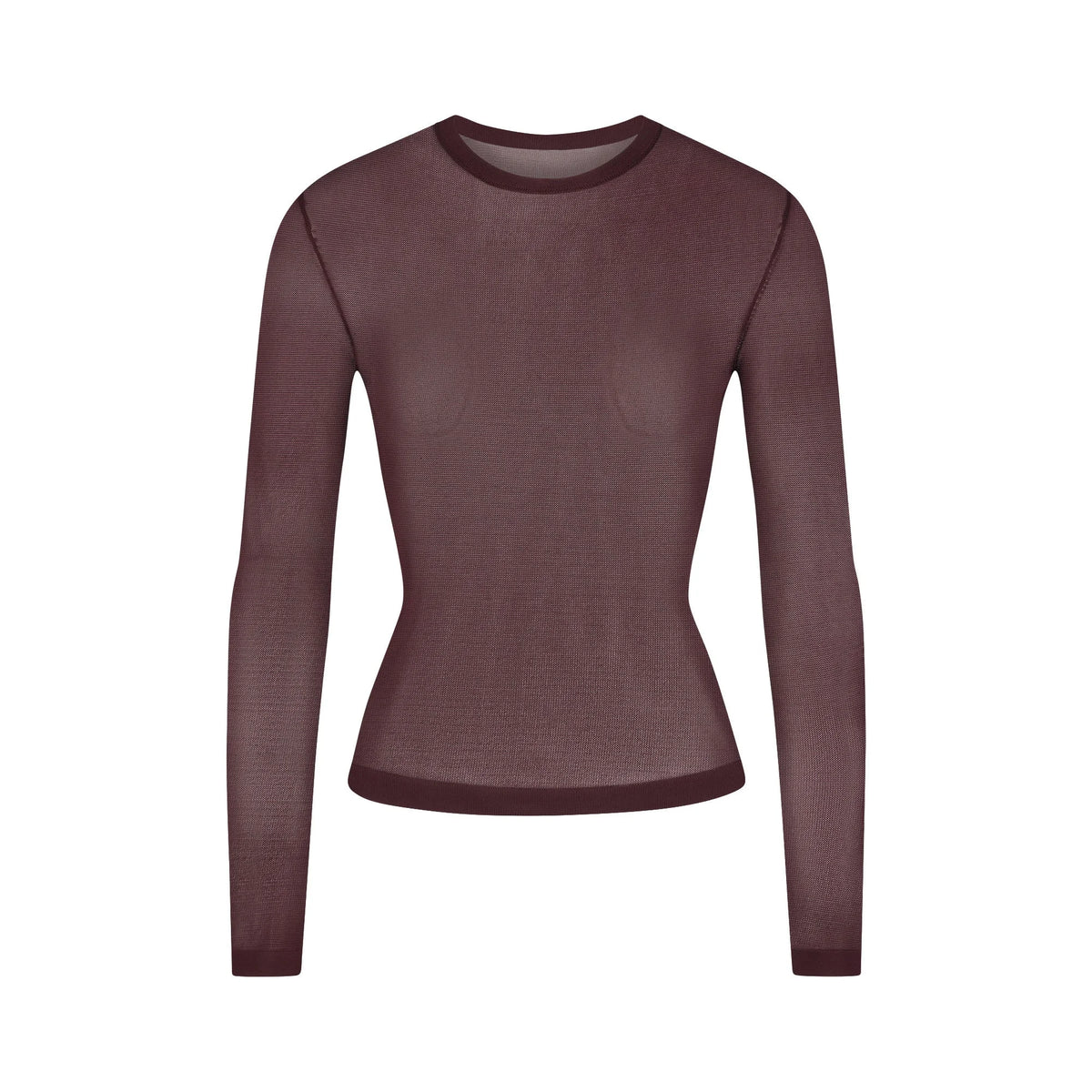 SLINKY KNIT CREW NECK LONG SLEEVE TOP | CURRANT