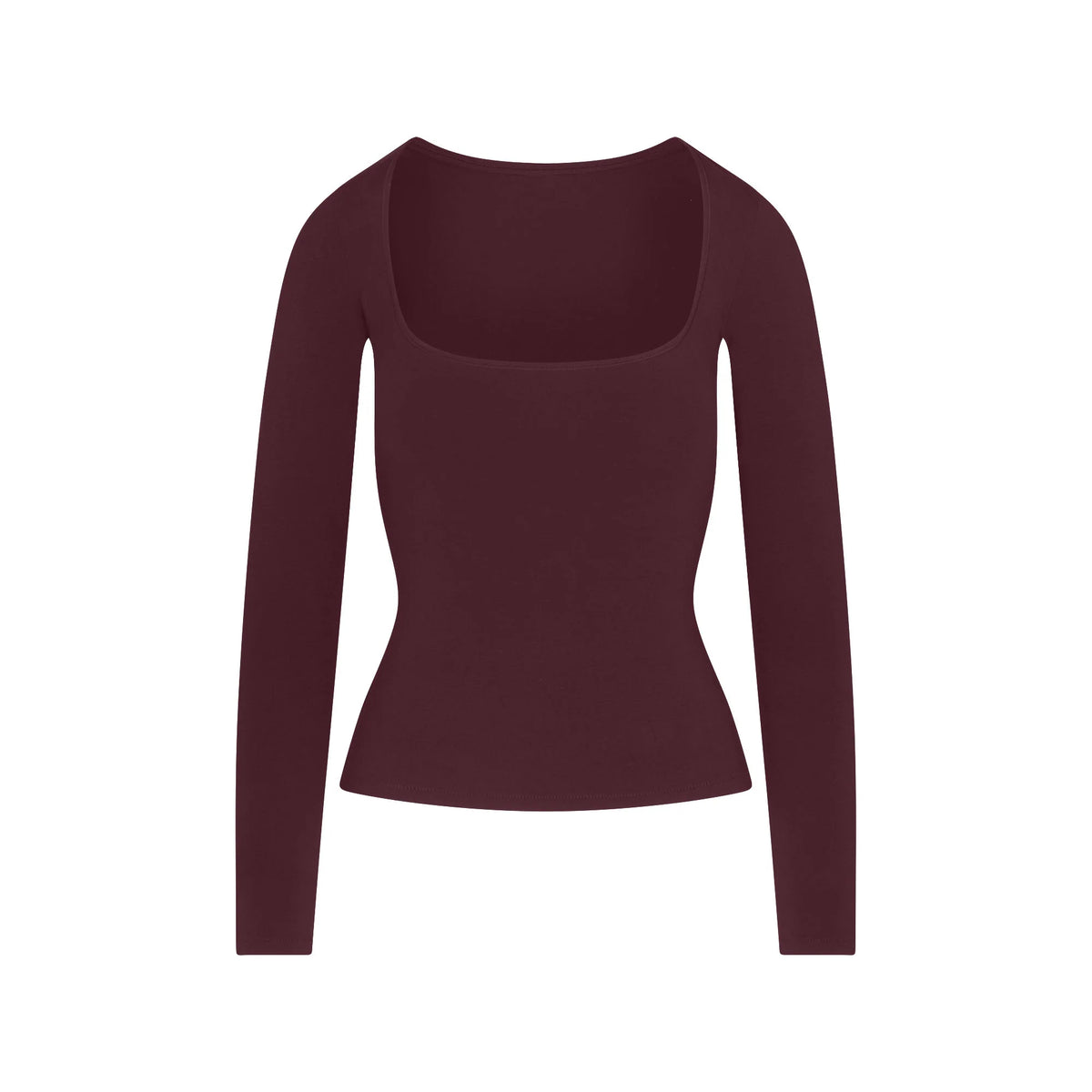 COTTON JERSEY SCOOP NECK LONG SLEEVE TOP | CURRANT
