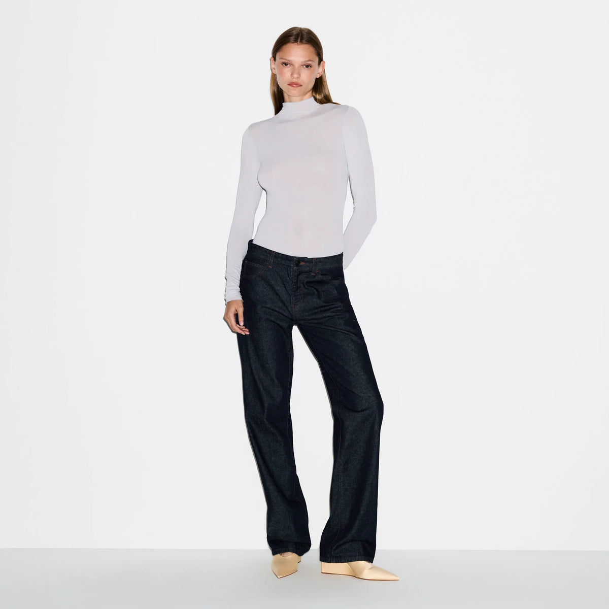SHEER MODAL LONG SLEEVE TURTLENECK BODYSUIT | MIST
