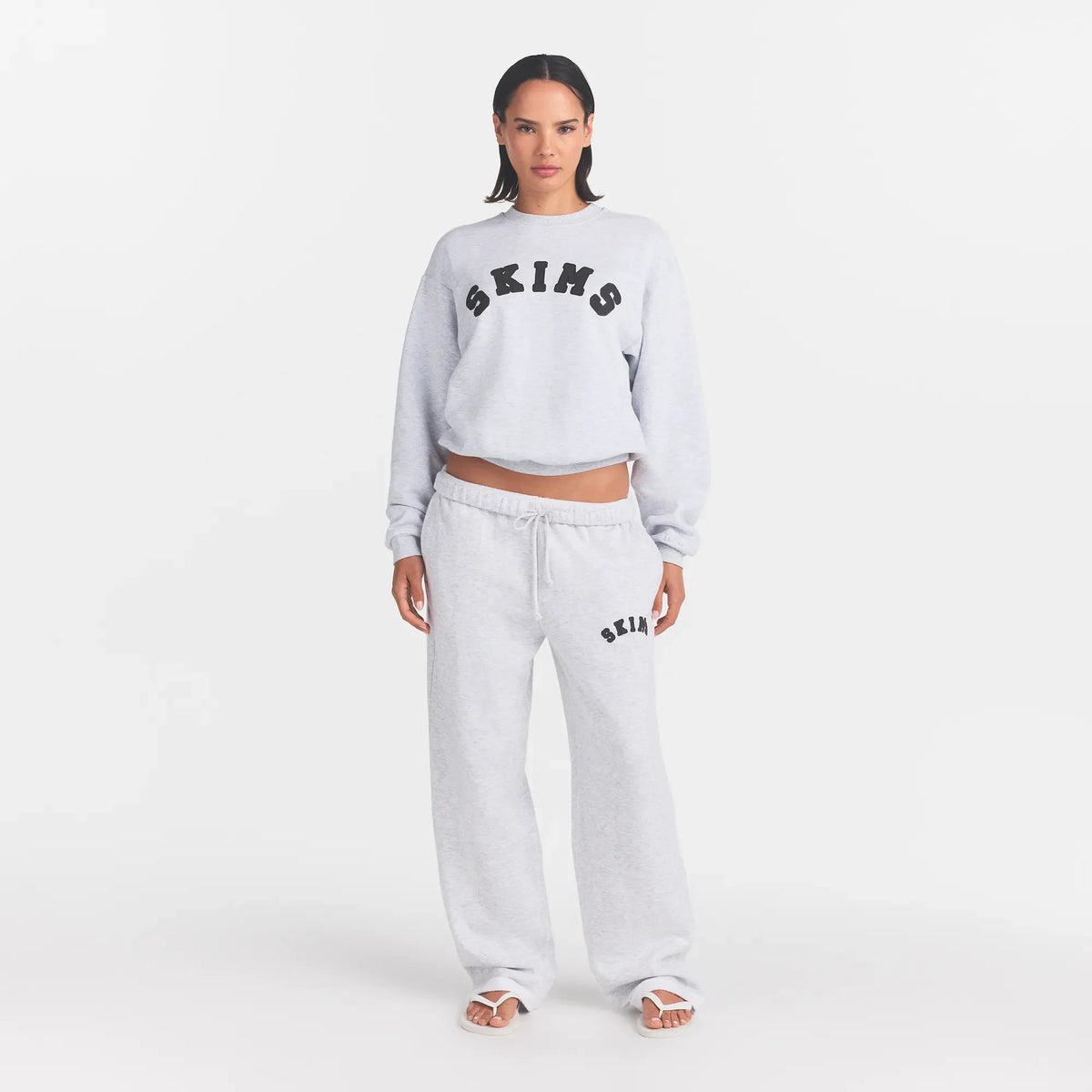COTTON FLEECE LOGO CLASSIC STRAIGHT LEG PANT | LIGHT HEATHER GREY WITH ONYX LOGO