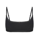 LIGHTWEIGHT COTTON LOGO PICOT SCOOP BRALETTE | SOOT TONAL