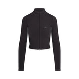 NikeSKIMS RIBBED SEAMLESS ZIP UP CROP JACKET | OBSIDIAN