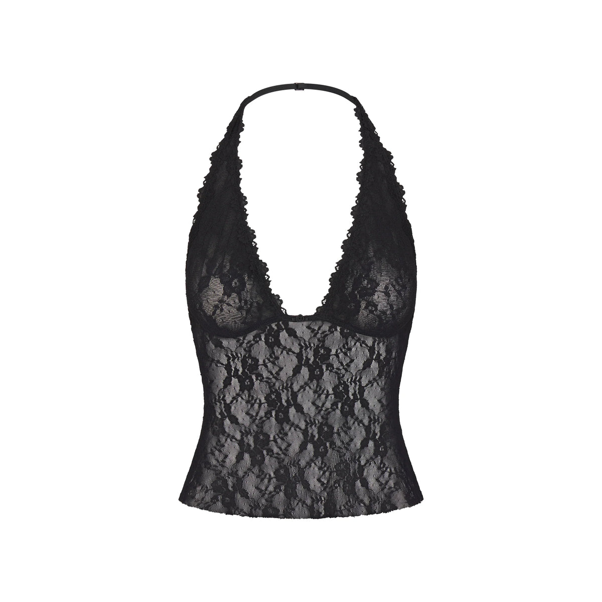 STRETCH LACE HALTER TOP | SOOT