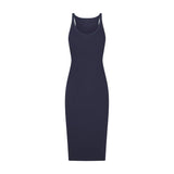 COTTON RIB TANK MIDI DRESS | NAVY