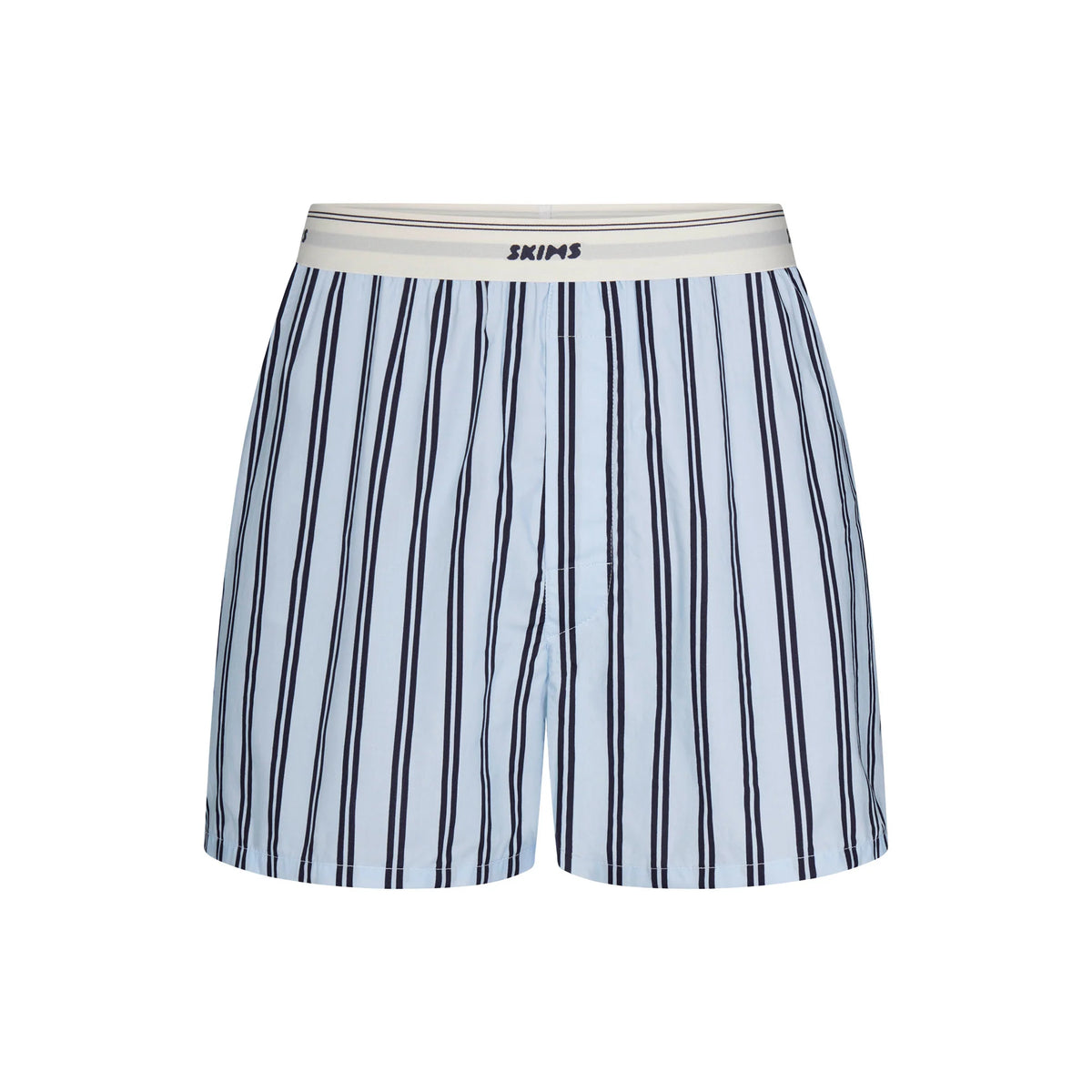 COTTON POPLIN MENS LOGO BAND BOXER | PERIWINKLE STRIPE