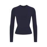 COTTON JERSEY LONG SLEEVE T-SHIRT | NAVY
