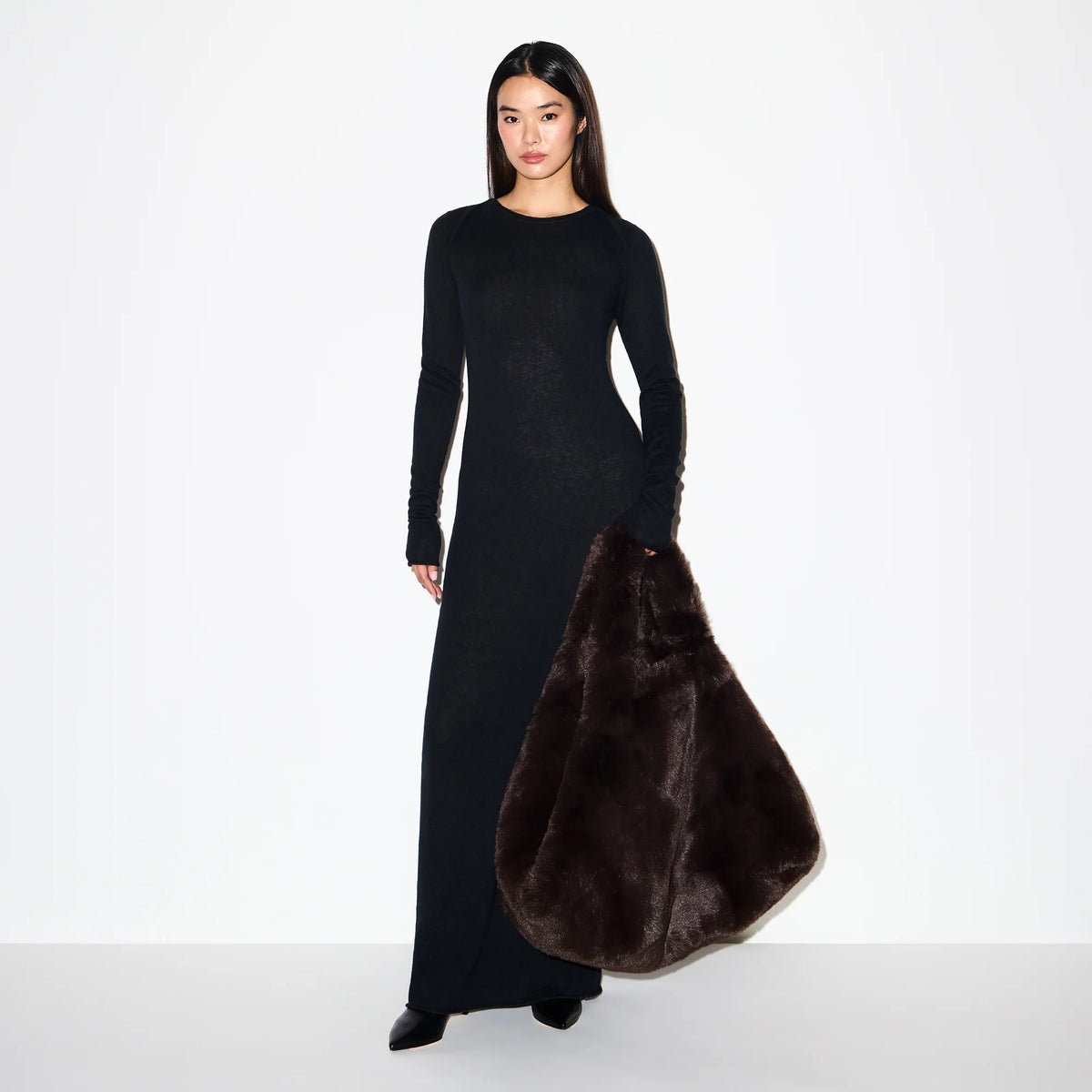 FAUX FUR JUMBO TOTE | ESPRESSO