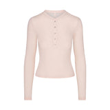 SHEER MODAL CREWNECK HENLEY | PRIMROSE