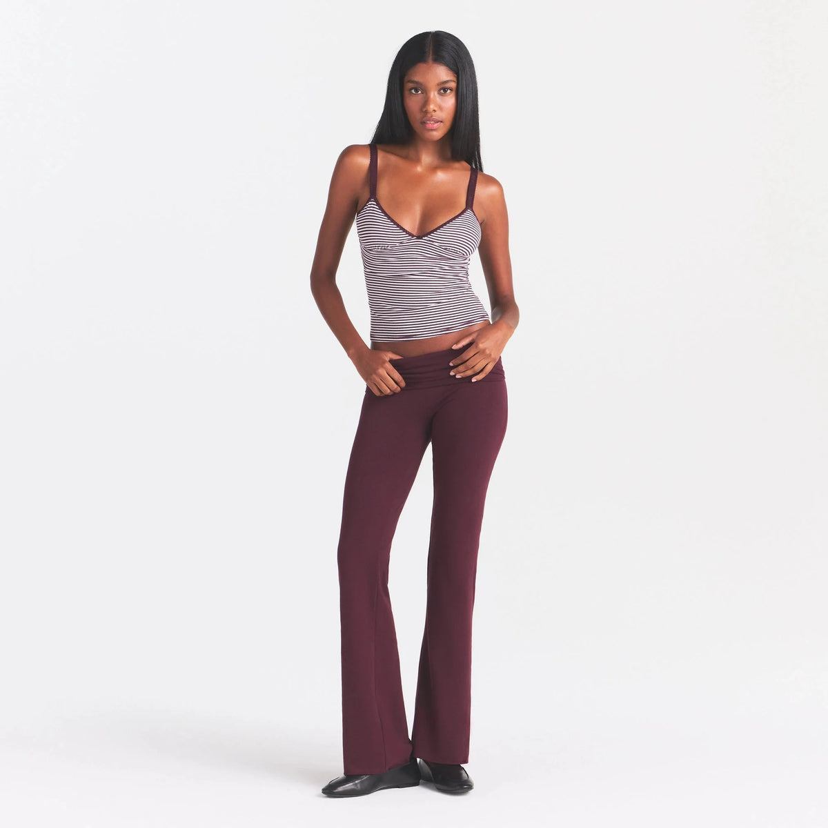 COTTON JERSEY FOLDOVER PANT | CURRANT