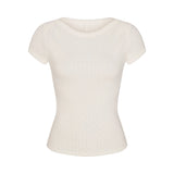 HEAVY POINTELLE BOATNECK TEE | MARBLE