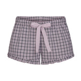 COTTON POPLIN SLEEP RUFFLE SHORT | IRIS MICA NAVY CHECK