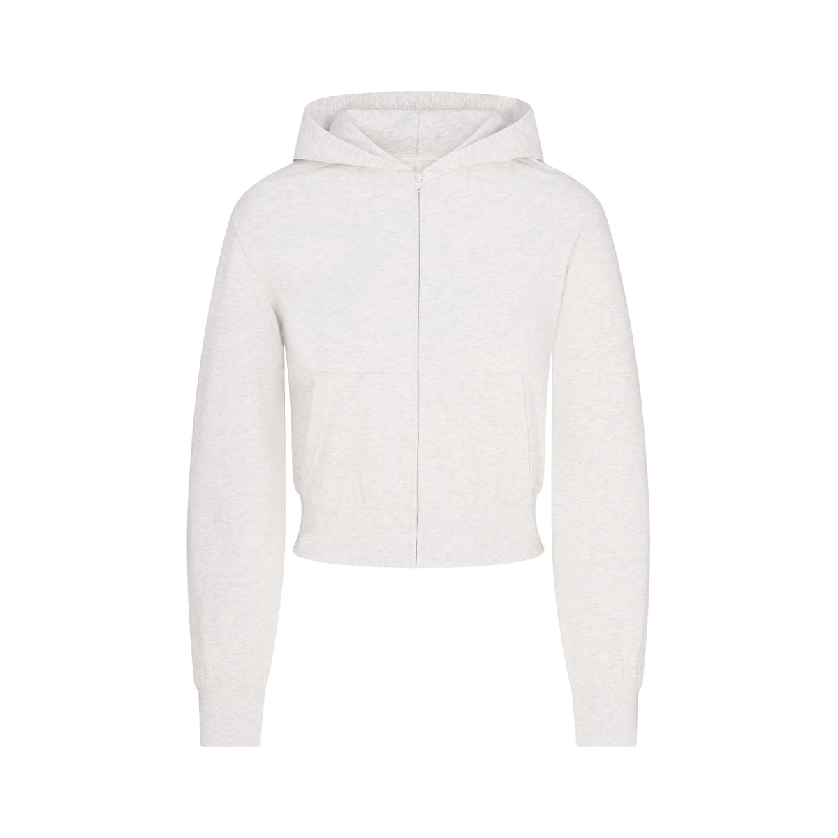 COTTON JERSEY ZIP UP HOODIE | LIGHT HEATHER GREY
