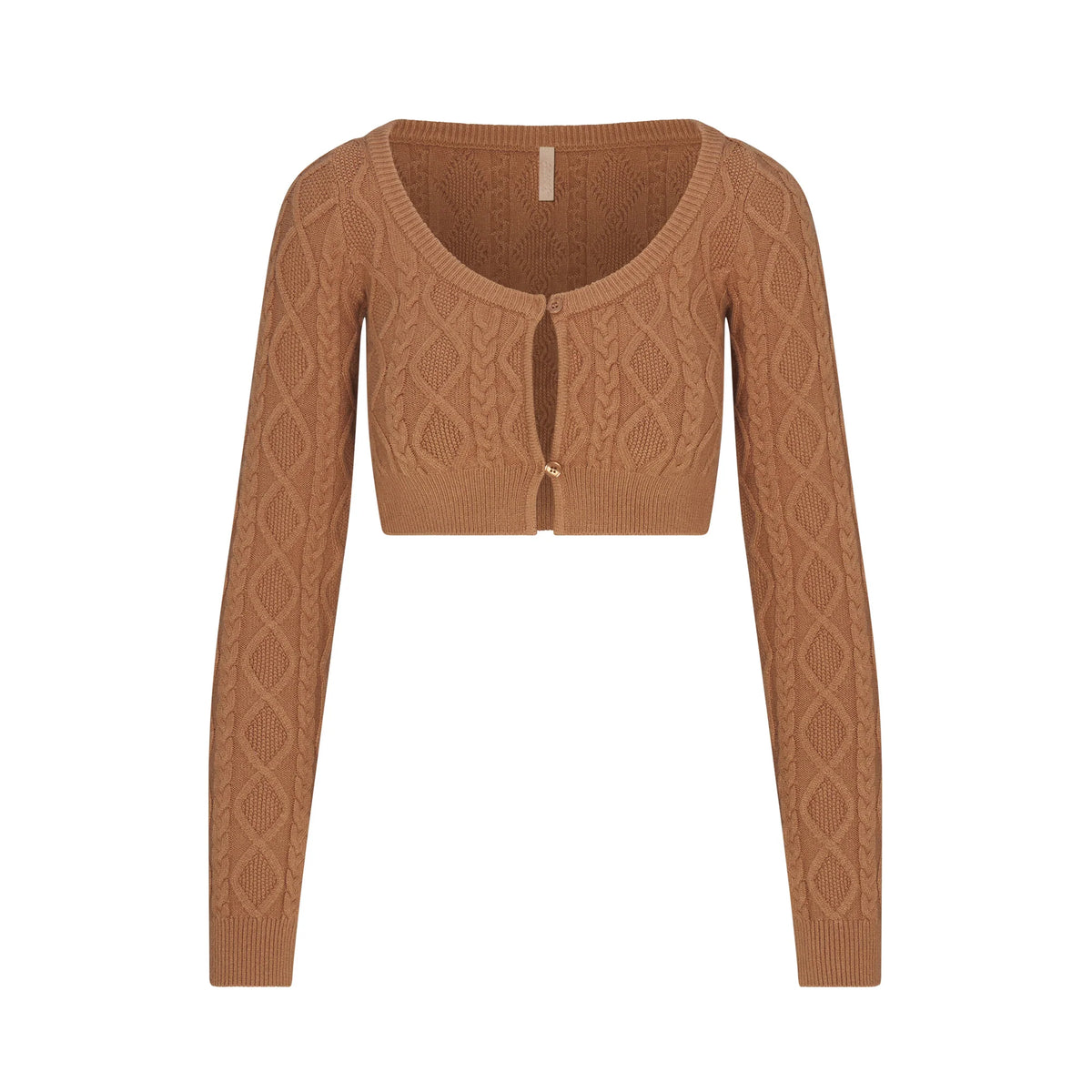 SWEATER KNITS CABLEKNIT CROPPED CARDIGAN | DARK HONEY