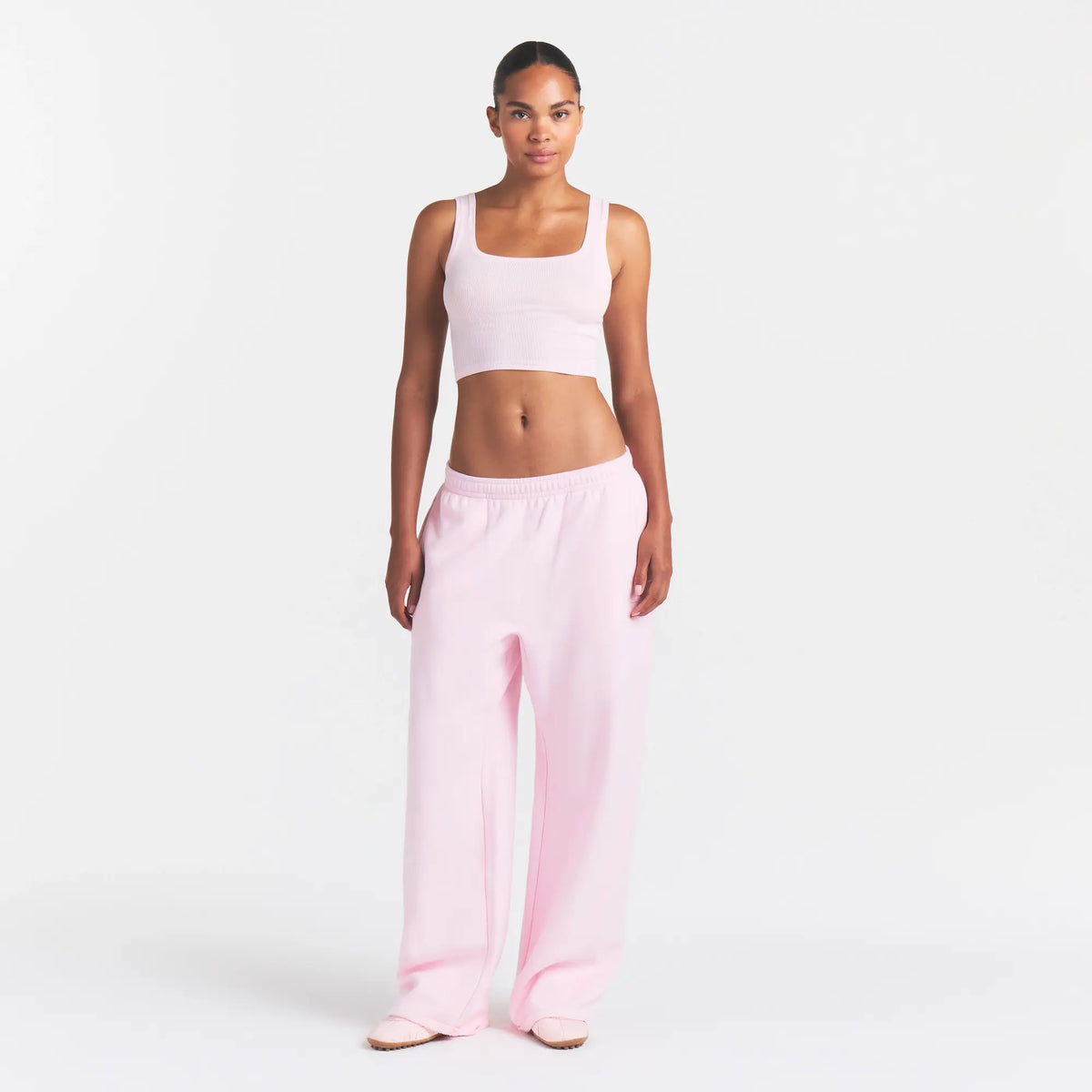 COTTON FLEECE STRAIGHT LEG PANT | CHERRY BLOSSOM