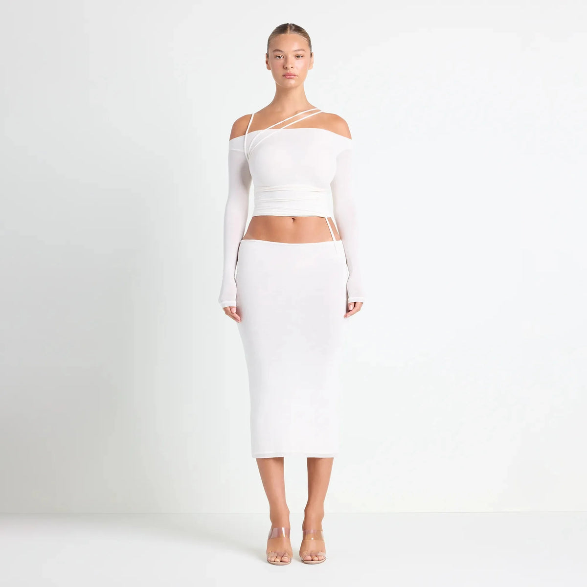 VETTESE X SKIMS SHEER MODAL MIDI SKIRT | ECRU