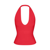 SMOOTH LAYERS HALTER TOP | CARMINE