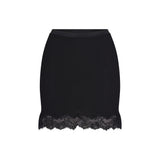 RIB KNIT LACE MINI SKIRT | OBSIDIAN