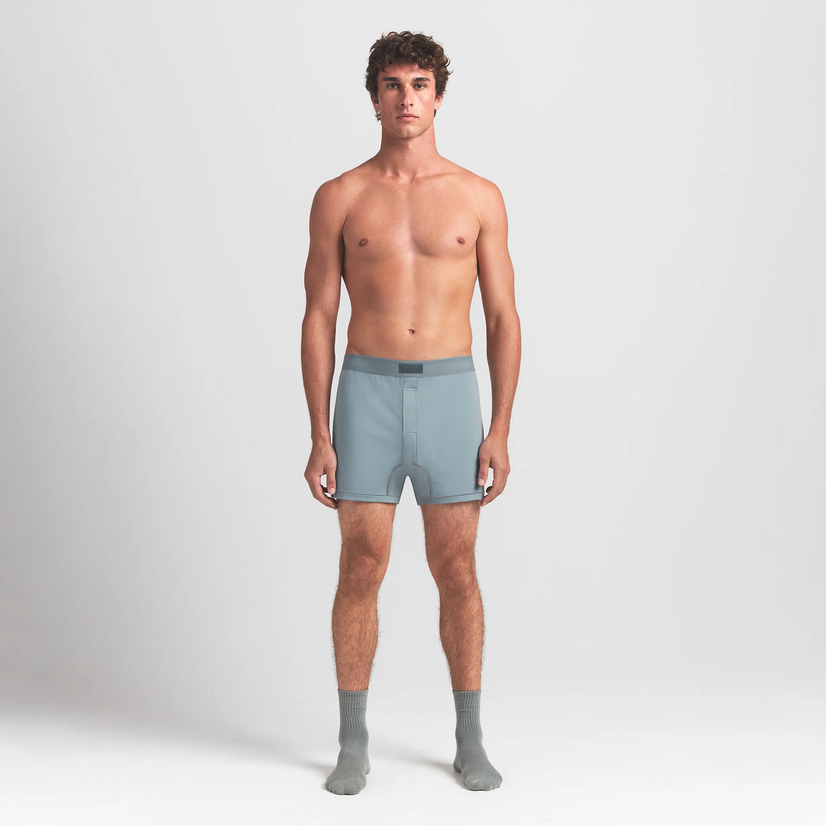 SKIMS COTTON MENS KNIT BOXER | SKY