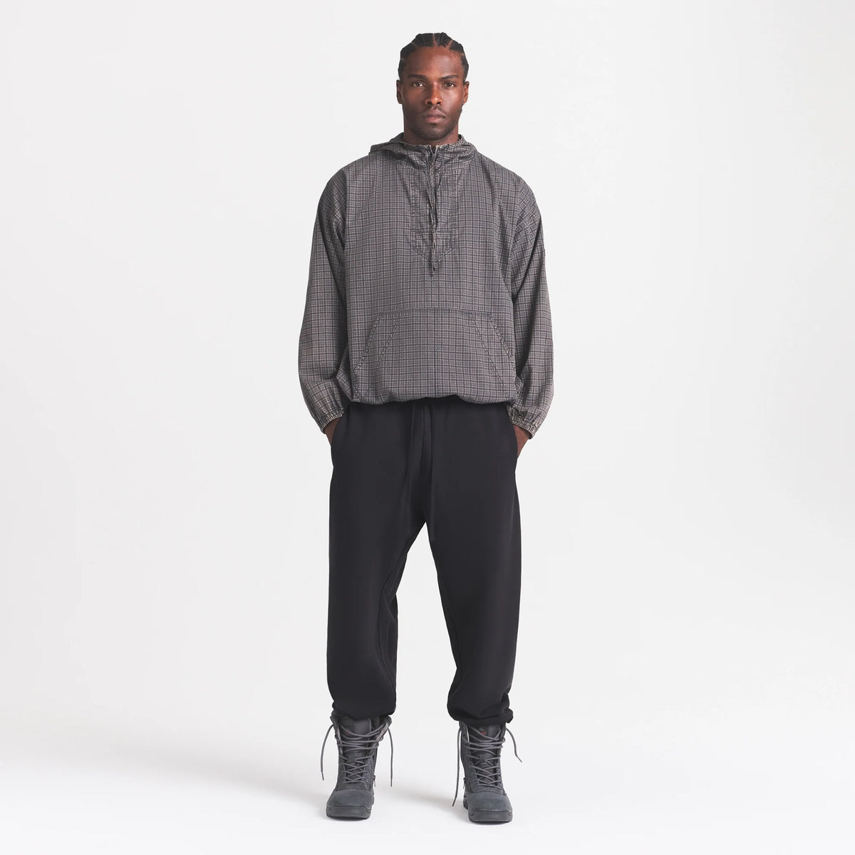 WOVEN MENS ANORAK JACKET | ASH CHECK