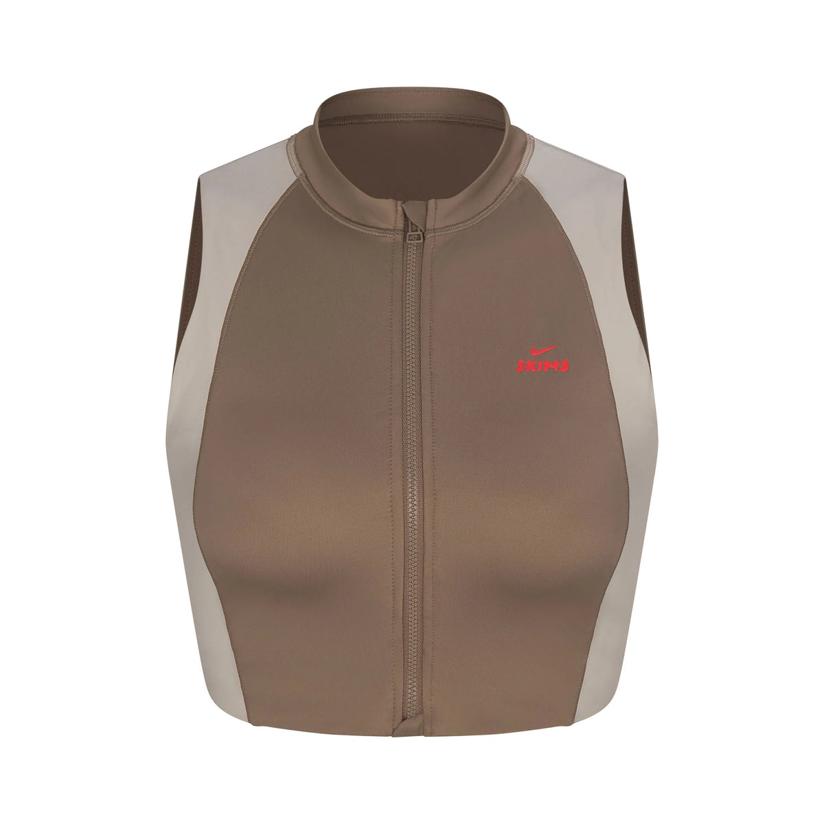 NikeSKIMS SHINE FRONT ZIP BRA | TRUFFLE AND STONE