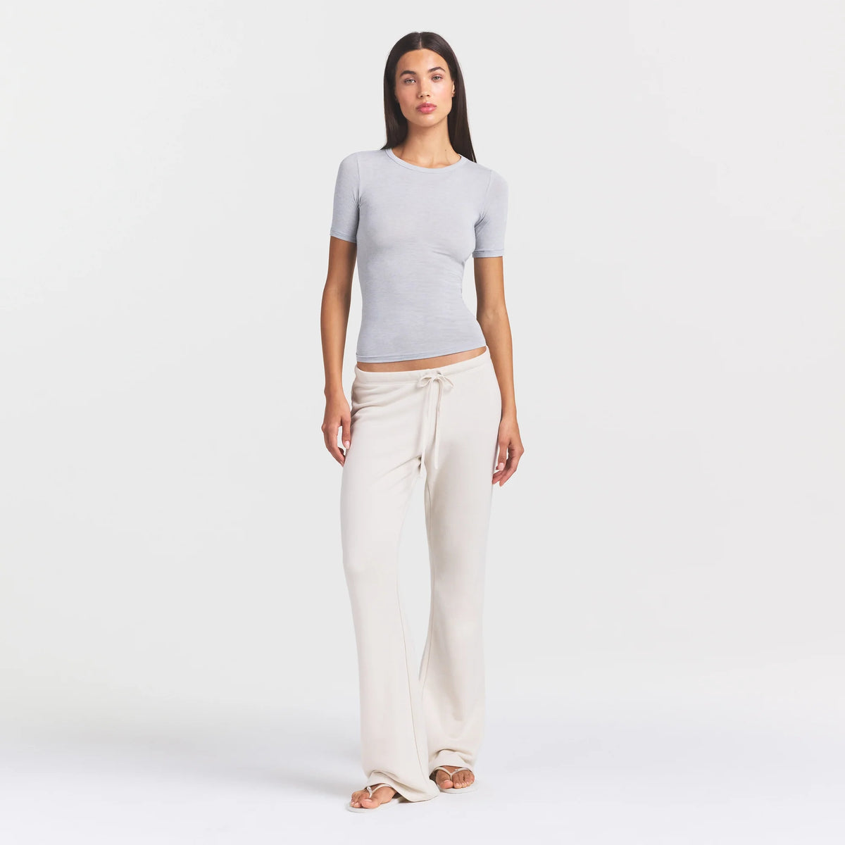 SHEER MODAL LONG T-SHIRT | HEATHER GREY