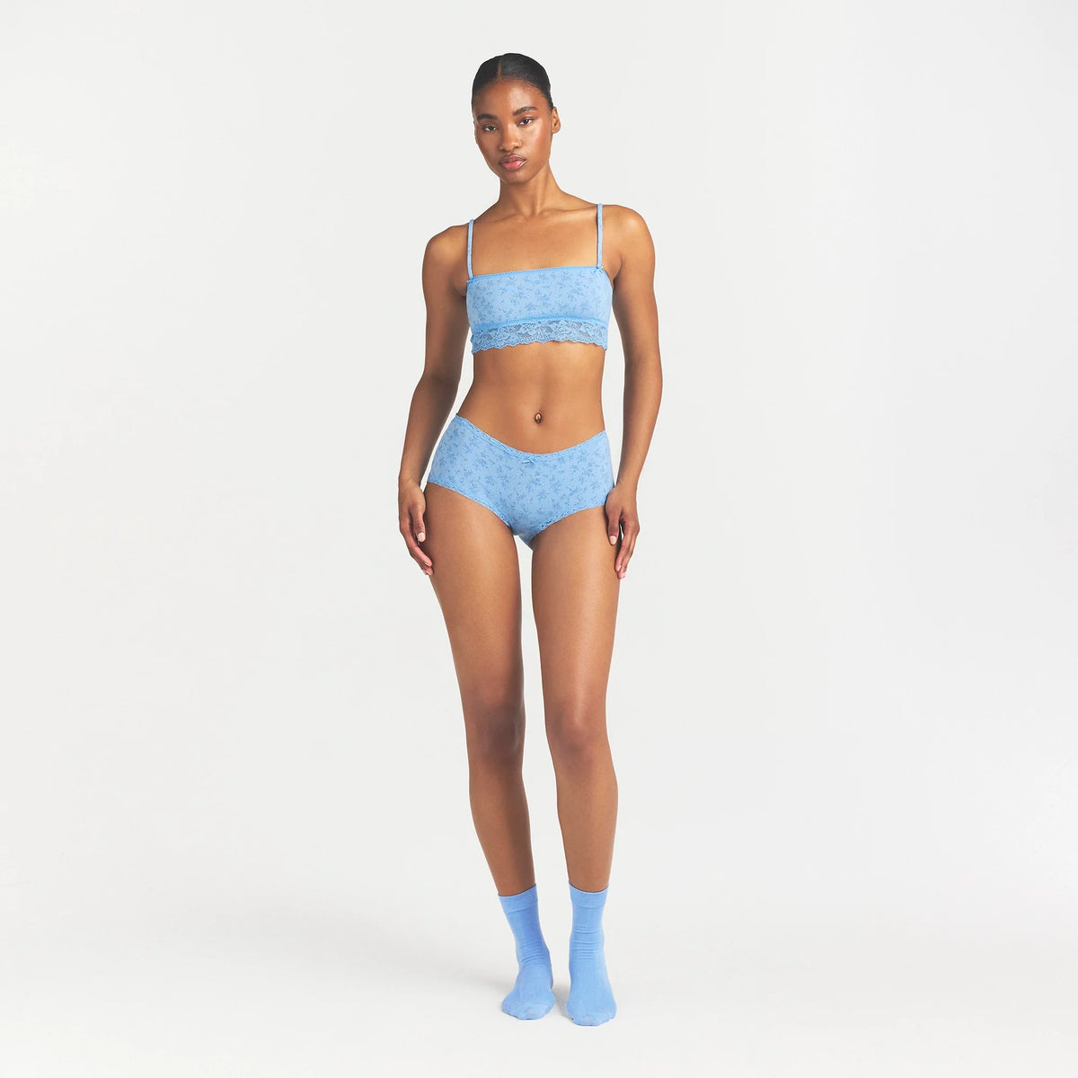LIGHTWEIGHT COTTON LACE BOY SHORT | SURF DAINTY FLORAL PRINT