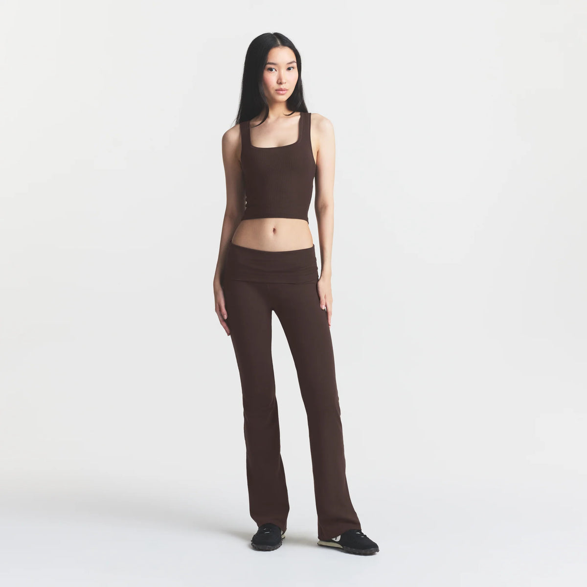 COTTON JERSEY FOLDOVER PANT | ESPRESSO
